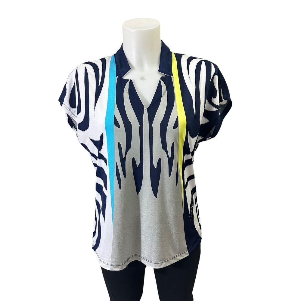 Jamie Sadock Multicolor‎ Eclectic Zebra Stripe Golf Jersey Top Women Medium